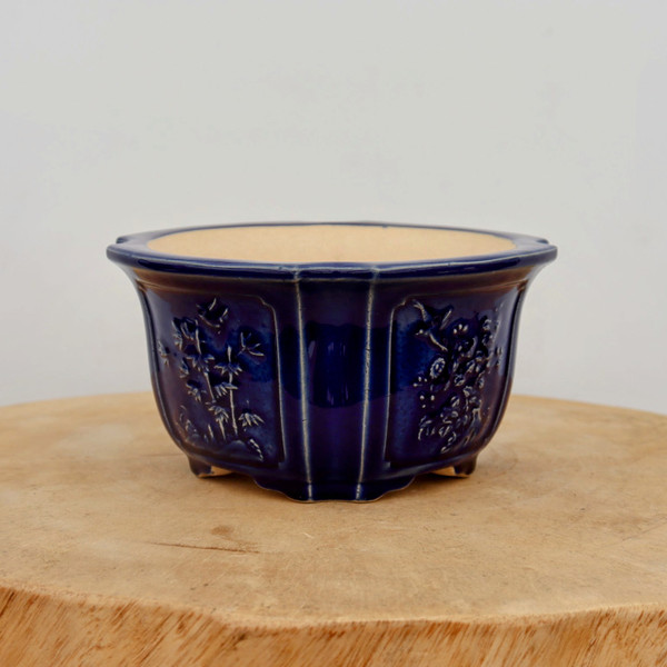 6" Dark Blue Glazed Yixing Bonsai Pot (No. 2086)