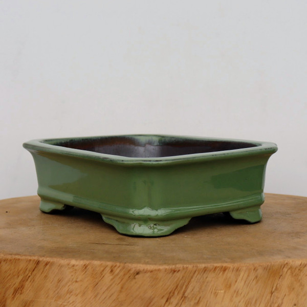 8-Inch Green Glazed Yixing Bonsai Pot (No. 2400d)