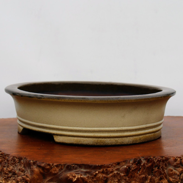 16-Inch Cream Glazed Yixing Bonsai Pot (No. 2413e)