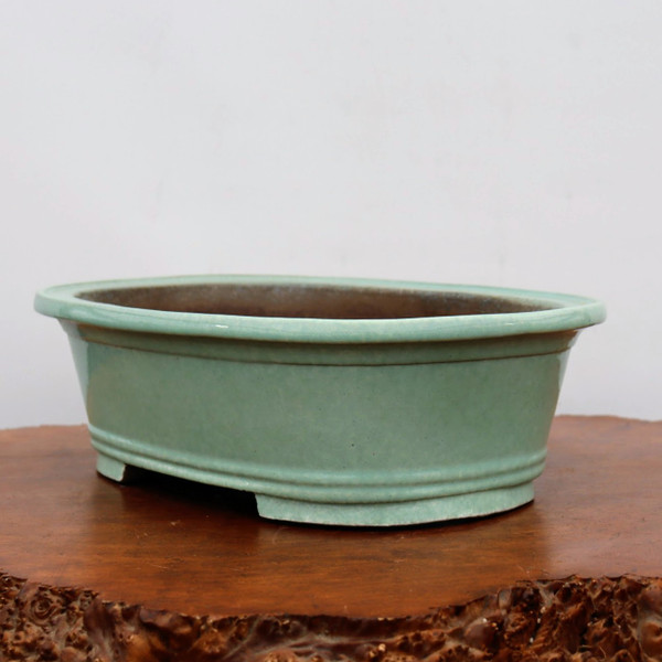 14-Inch Green Glazed Yixing Bonsai Pot (No. 2409i)