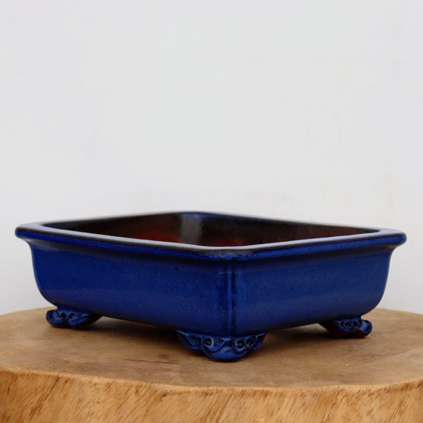 10-Inch Blue Glazed Yixing Bonsai Pot (No. 2403d)