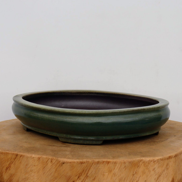 11-Inch Green Glazed Yixing Bonsai Pot (No. 2406a)