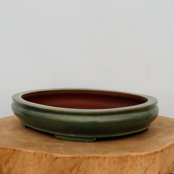 11-Inch Green Glazed Yixing Bonsai Pot (No. 2406b)