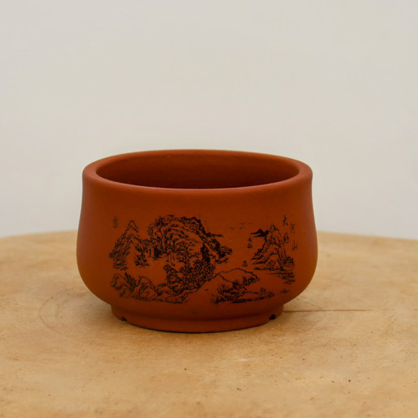 4" Etched Yixing Bonsai Pot (No. 2161)