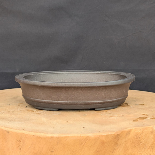 8.5-Inch Show Quality Unglazed Oval Yixing Ceramic Bonsai Pot (No. 2496)