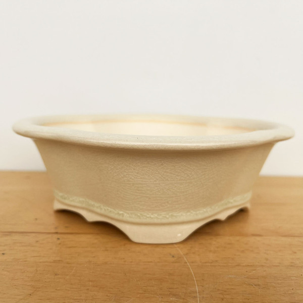 8-Inch Cream Glazed Yixing Ceramic Bonsai Pot (No. 2510c)