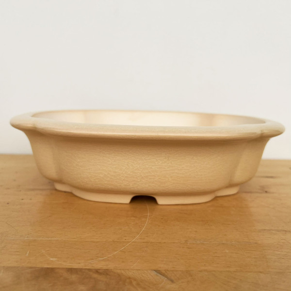 10-Inch Cream Glazed Yixing Ceramic Bonsai Pot (No. 2545b)