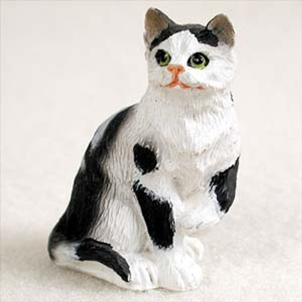Black & White Shorthaired Tabby Cat Figurine
