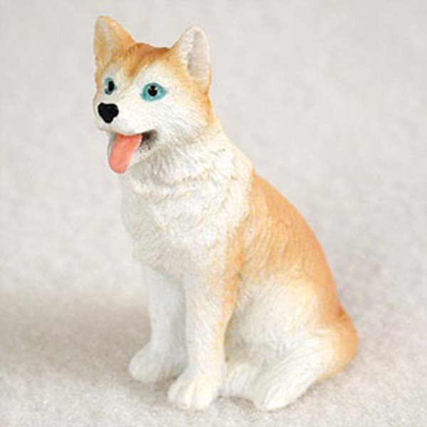 Husky Red & White w/Blue Eyes Bonsai Tree Figurine