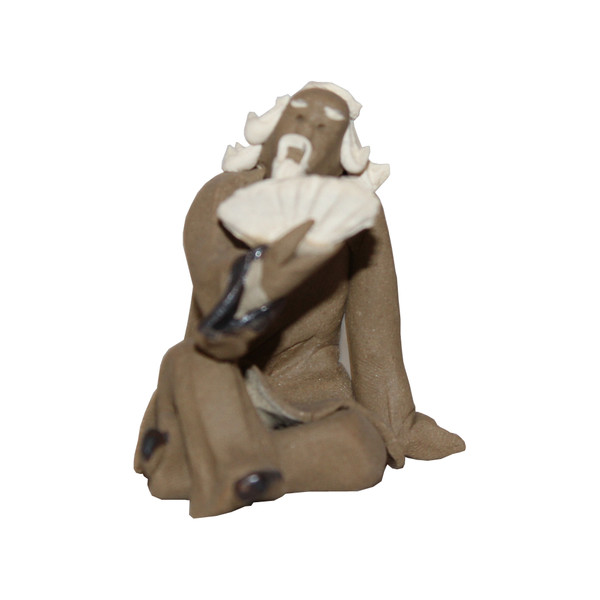 Chinese Figurine - Man Sitting with Fan (F-082) Chinese Figurine - Man Sitting with Fan (F-082)