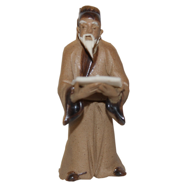 Chinese Figurine - Mudman Standing Reading (F-095)
