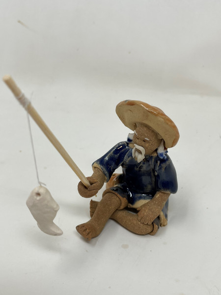 Chinese Figurine - Man Sitting Fishing (F-099) Chinese Figurine - Man Sitting Fishing (F-099)