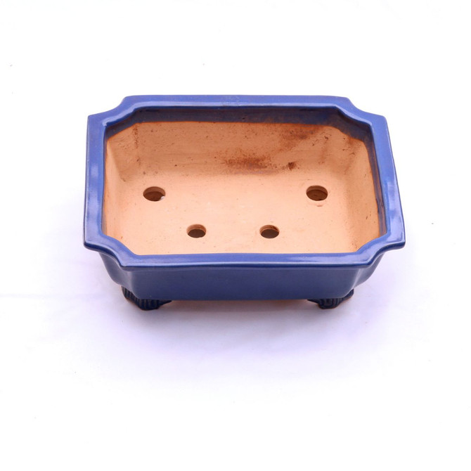 Blue Shuuhou Rectangle Glazed Tokoname Pot (949)