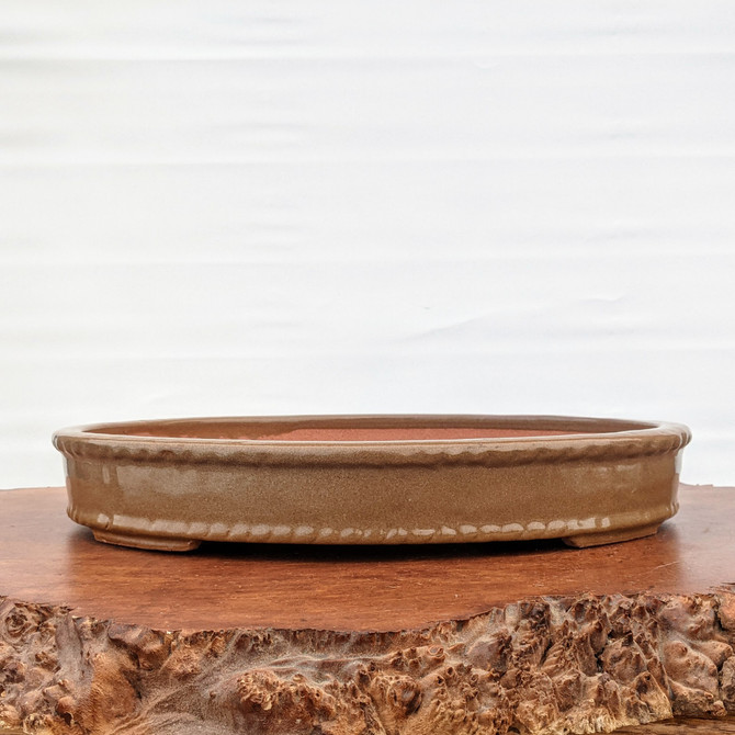 15" Round Glazed Yixing Oval Pot (1428)