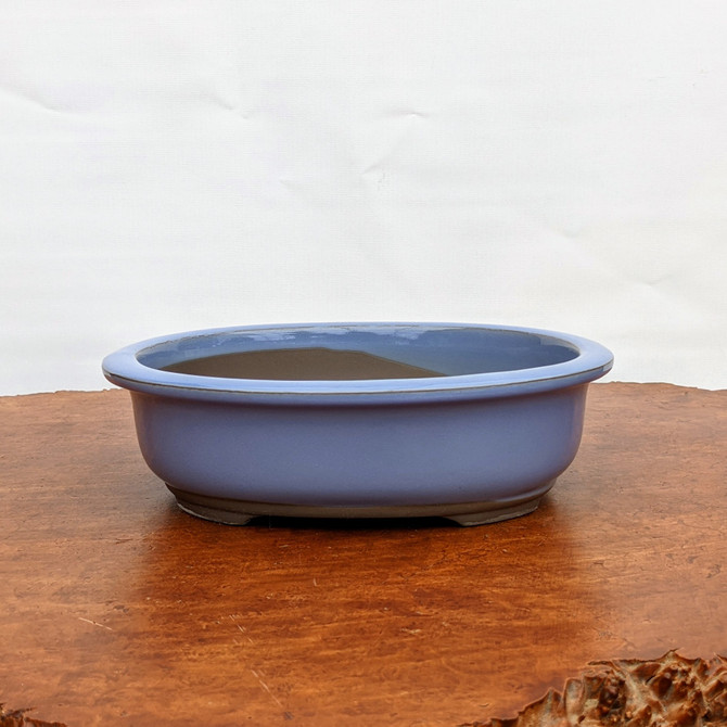 Light Blue (oval) Glazed Bonsai Pot (7-11")