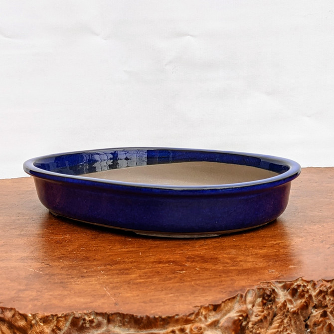 Blue (oval) Glazed Bonsai Pot (10-12")