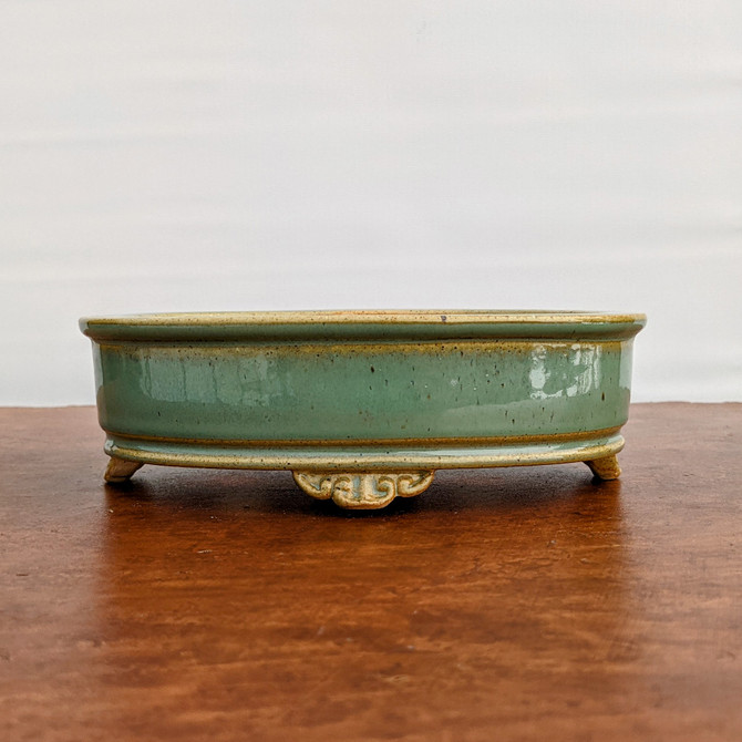 7" Glazed (green) Yixing Bonsai Pot (No. 1574)