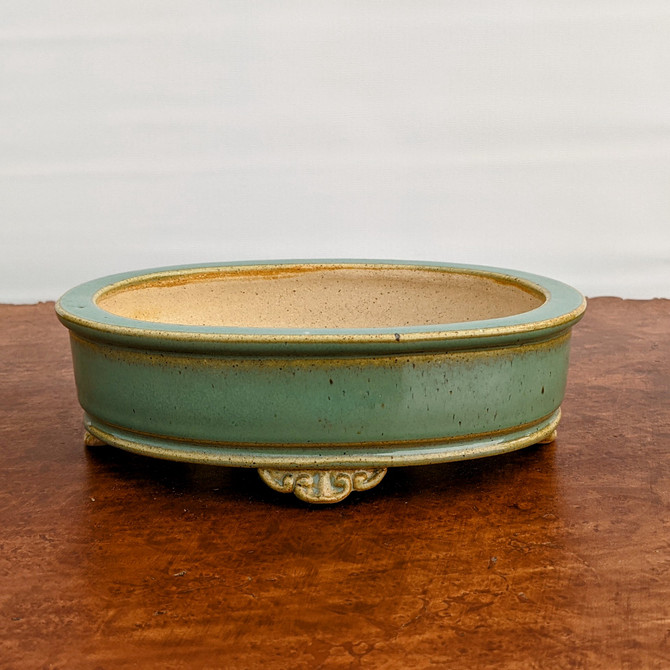 7" Glazed (green) Yixing Bonsai Pot (No. 1574)