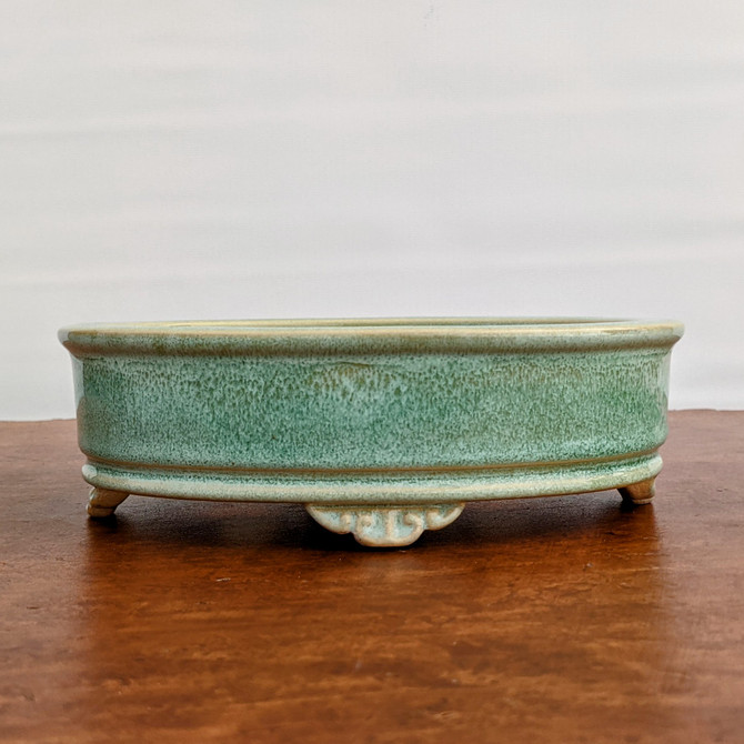 7" Glazed (green) Yixing Bonsai Pot (No. 1576)