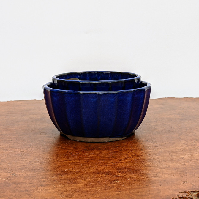 Blue (round) Glazed Bonsai Pot (No. 04-27)