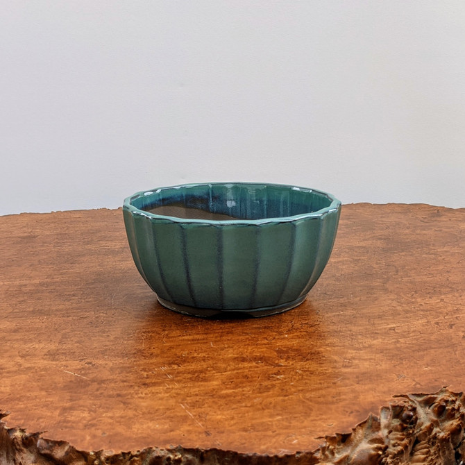 Green (round) Glazed Bonsai Pot (No. 04-29)