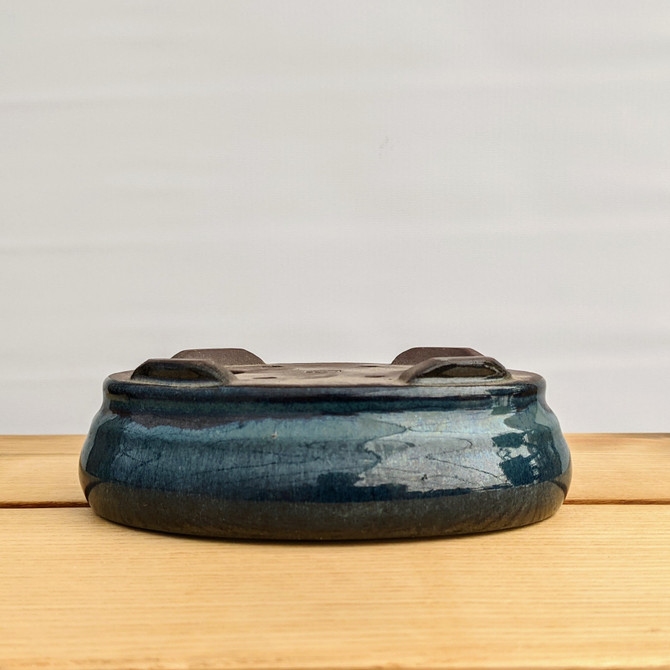 5" Glazed (Blue-ish) Yixing Bonsai Pot (No. 1523)