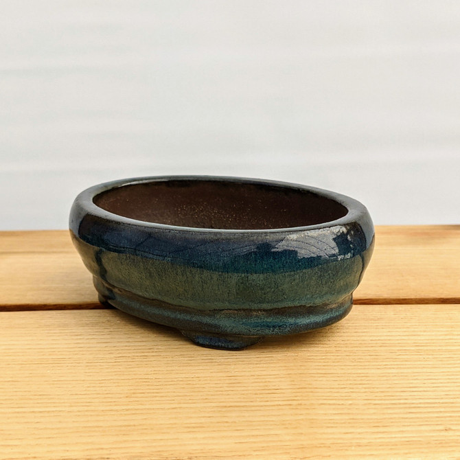 5" Glazed (Blue-ish) Yixing Bonsai Pot (No. 1523)