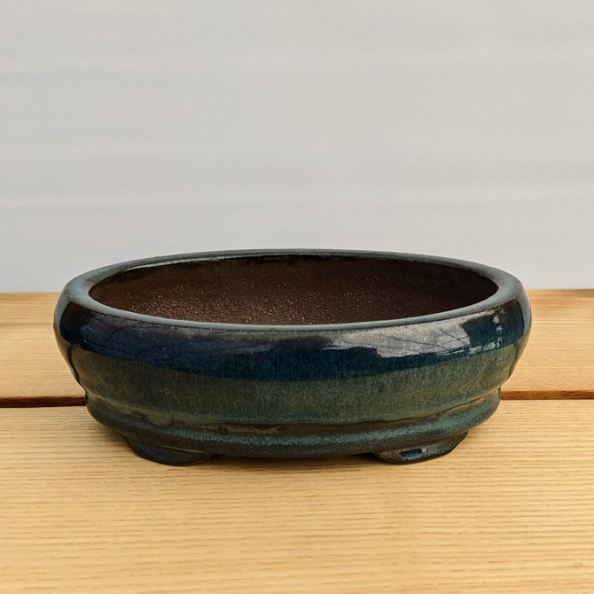 5" Glazed (Blue-ish) Yixing Bonsai Pot (No. 1523)