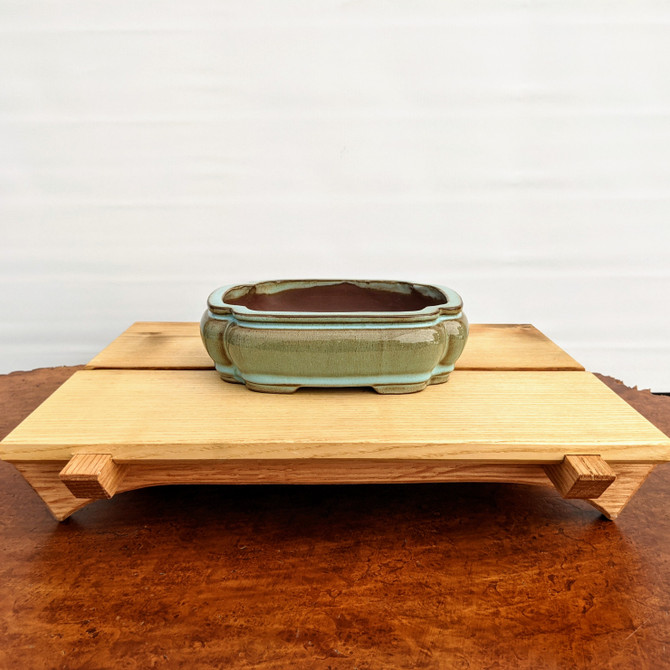 6" Glazed (green-ish) Yixing Bonsai Pot (No. 1542)