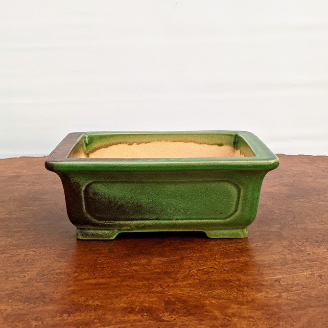 7" Glazed (green-ish) Yixing Bonsai Pot (No. 1552)