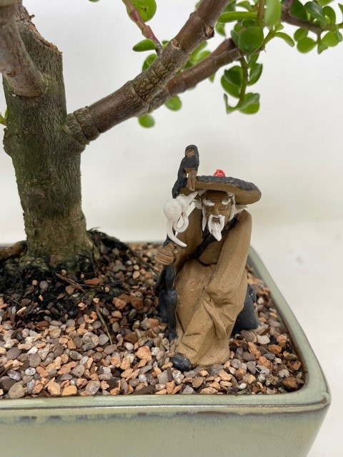 Chinese Figurine - Man with a Staff - Unglazed (mm-031) - Bonsai