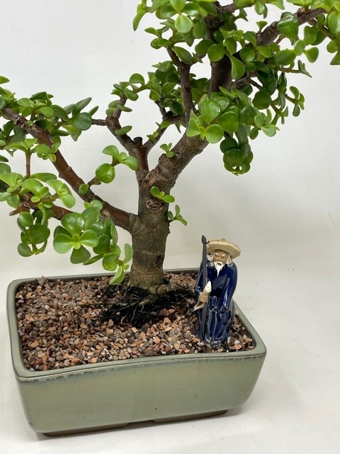 Chinese Figurine - Man with a Staff - Unglazed (mm-031) - Bonsai