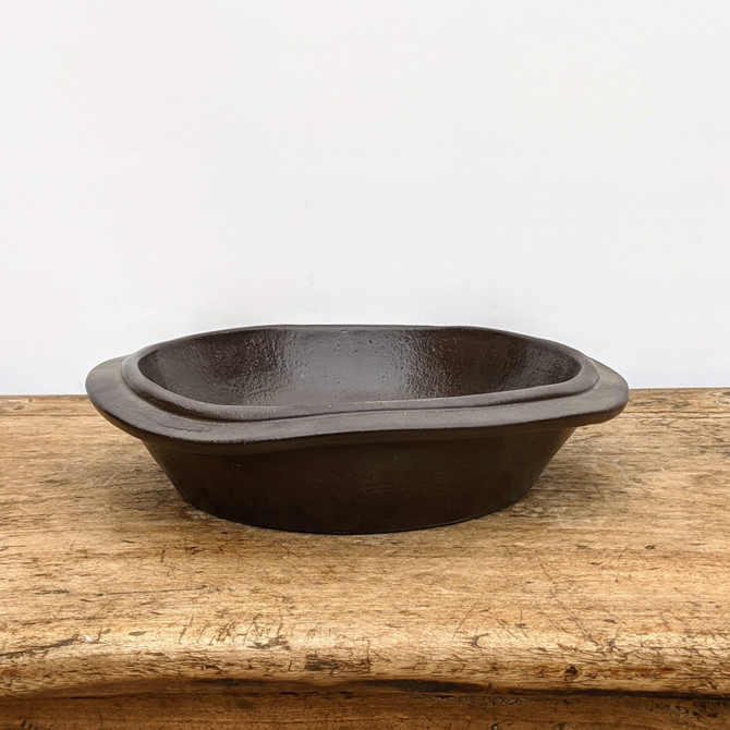 10" Round Glazed Yixing Bonsai Pot in Brown (No. 1813c)