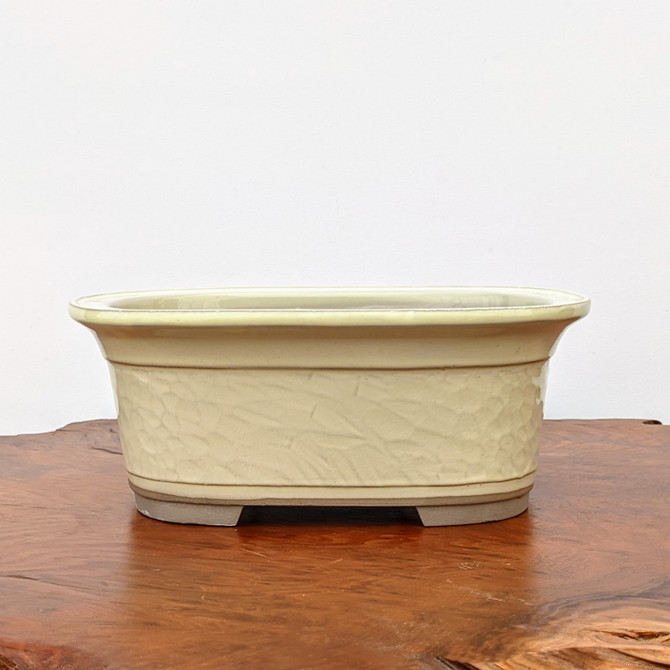 7-13" Cream Glazed Japanese Bonsai Pot