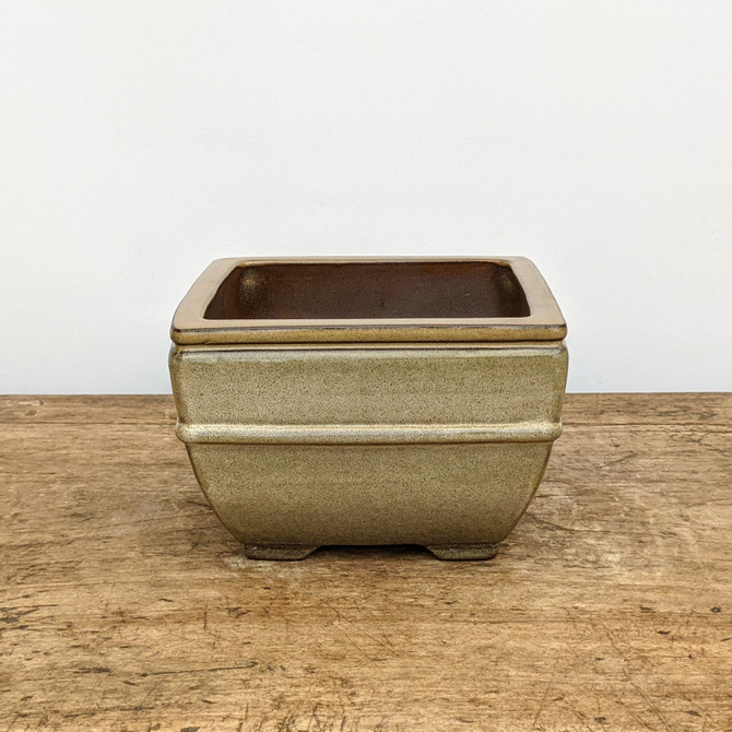 6" Yellow-ish Glazed Yixing Bonsai Pot (No. 1850d)