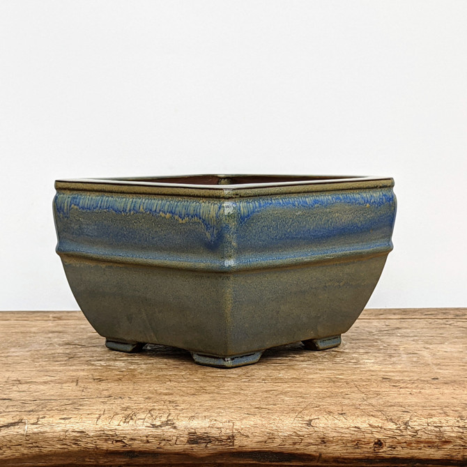 6" Blue-ish Glazed Yixing Bonsai Pot (No. 1850f)