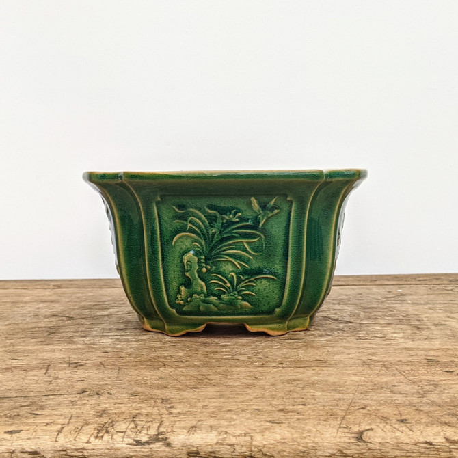 6" Green Glazed Yixing Bonsai Pot (No. 1851b)