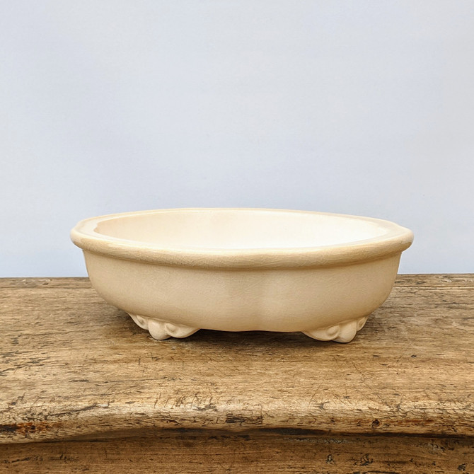 12" Cream Glazed Yixing Bonsai Pot (No. 1740)