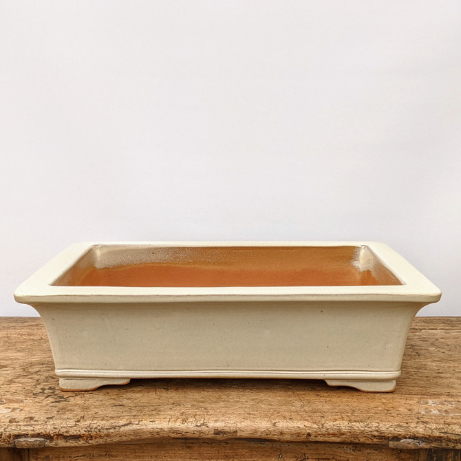 18" Cream Glazed Yixing Bonsai Pot (No. 1756)