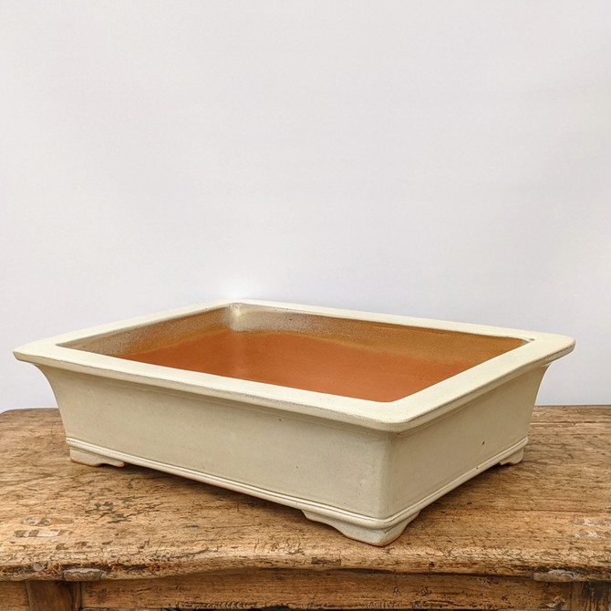 18" Cream Glazed Yixing Bonsai Pot (No. 1756)