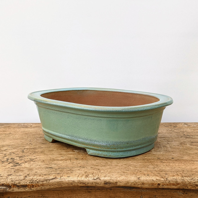 14" Green Glazed Yixing Bonsai Pot (No. 1758e)