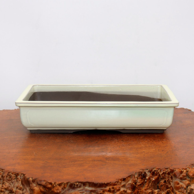 13-15" Cream Glazed Japanese Bonsai Pot (No. 1529)