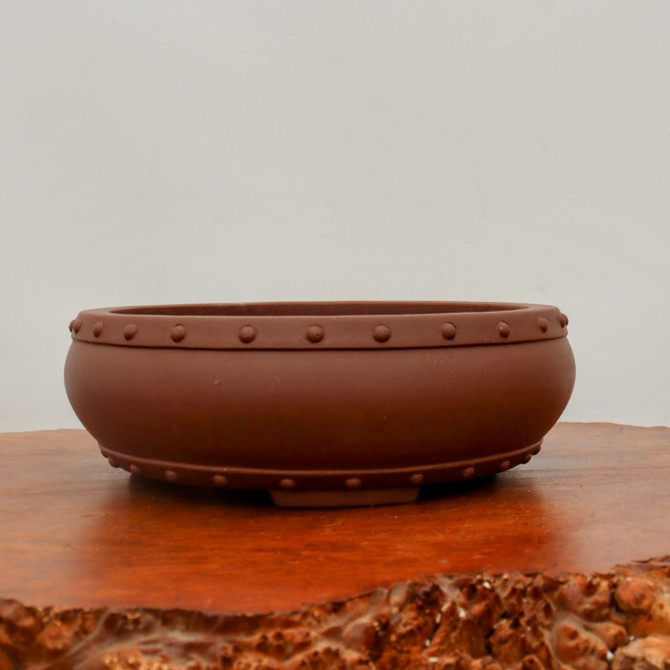 12" Round Unglazed Yixing Bonsai Pot (No. 2275)