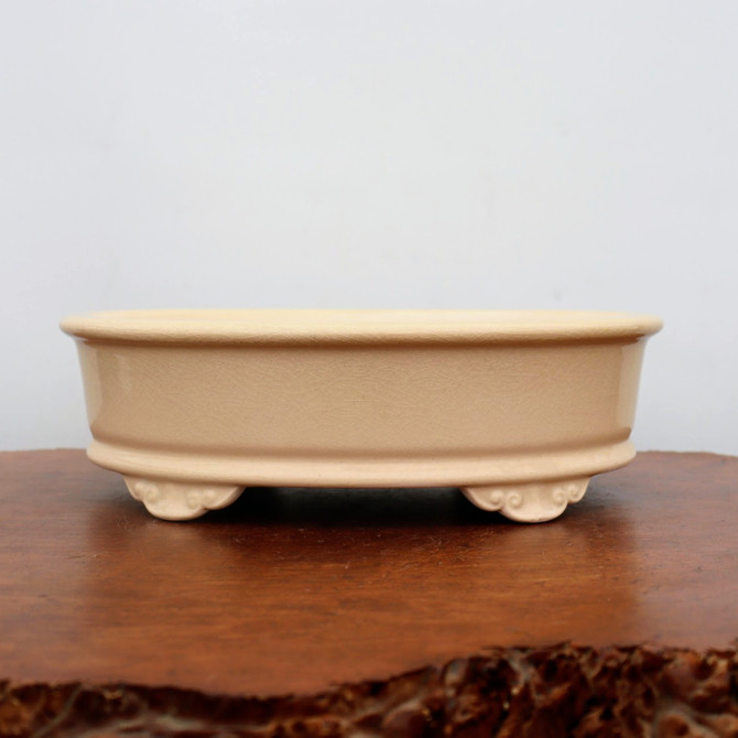 12" Cream Glazed Yixing Bonsai Pot (No. 2082)
