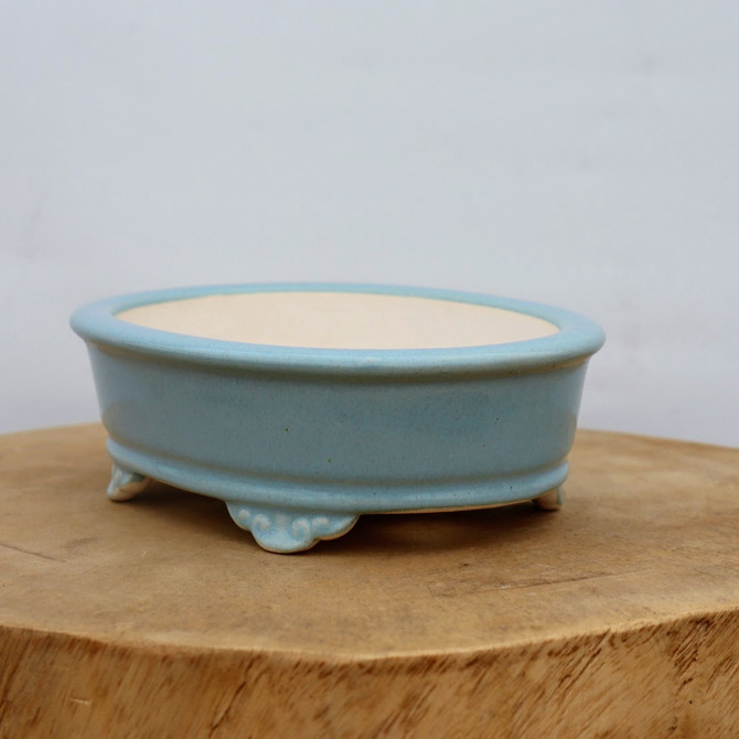 8" Light Blue Glazed Yixing Bonsai Pot (No. 2080)