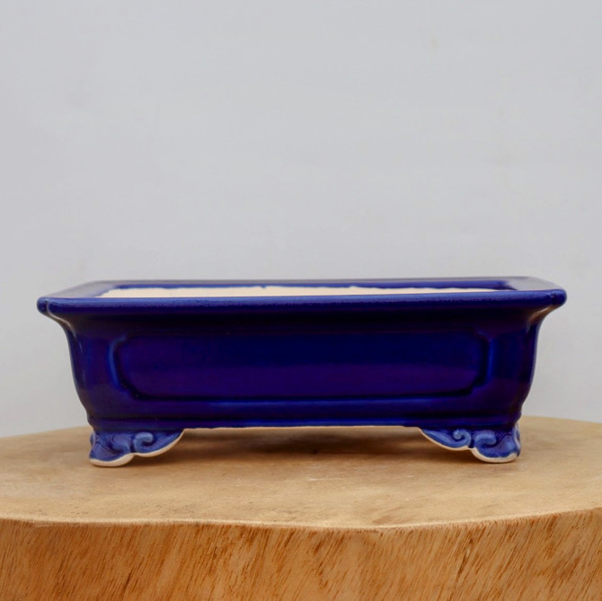 10" Dark Blue Glazed Yixing Bonsai Pot (No. 2093)