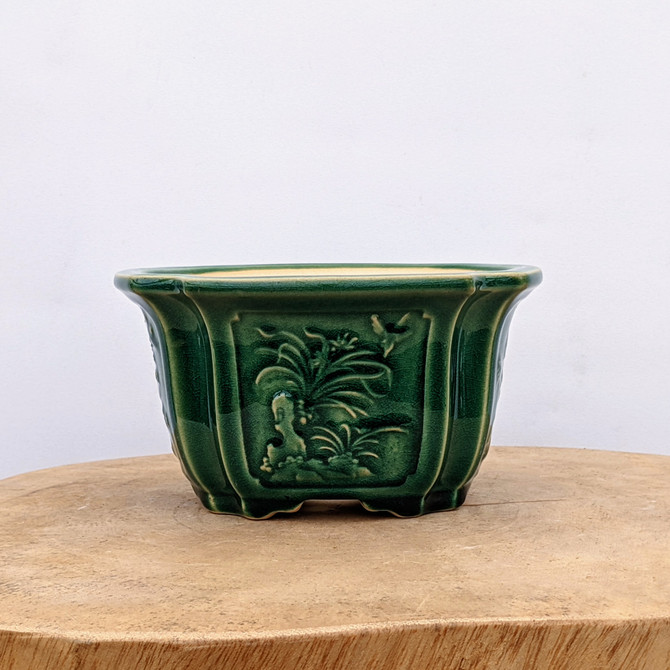6" Green Glazed Yixing Bonsai Pot (No. 2087)