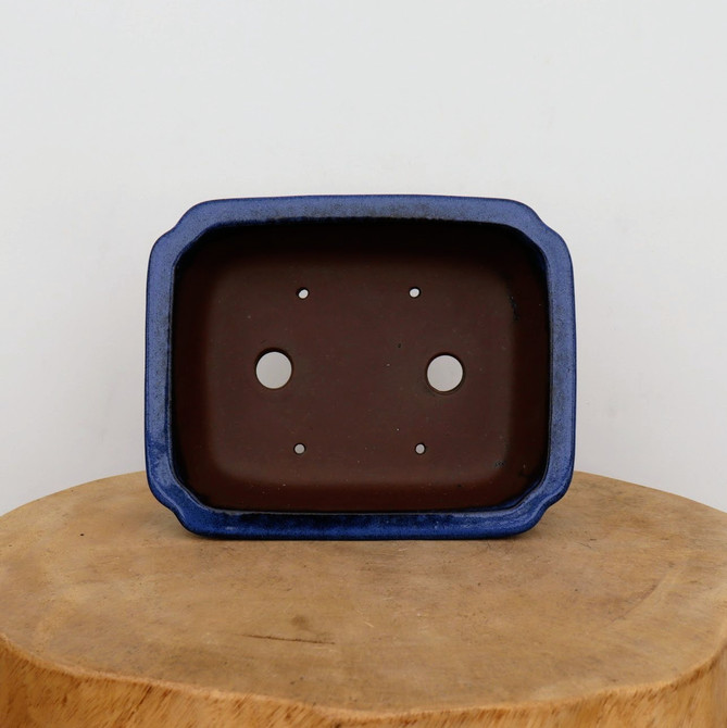 8-Inch Blue Glazed Yixing Bonsai Pot (No. 2400c)