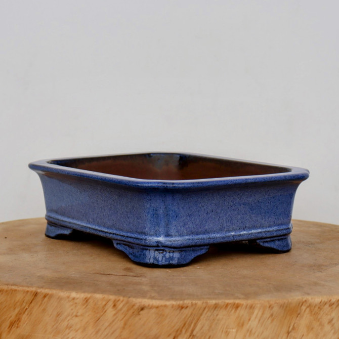 8-Inch Blue Glazed Yixing Bonsai Pot (No. 2400c)