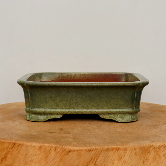 8-Inch Green Glazed Yixing Bonsai Pot (No. 2400e)